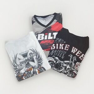 Vintage LOT‎ Of 3 BIKE WEEK Long Sleeve Tees Harley Bilt Xl/L Daytona Myrtle